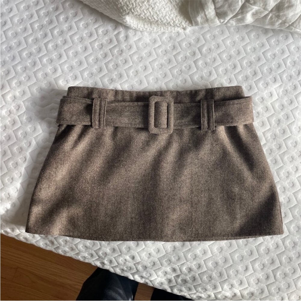 Reformation Taupe Belted Mini Skirt